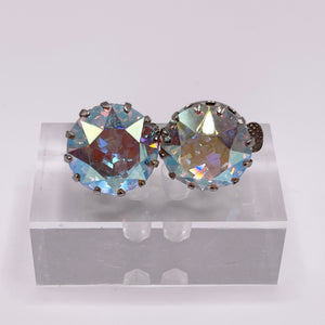 Vintage Faceted Glass Aurora Borealis Clip-on Earrings