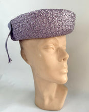 Load image into Gallery viewer, Original 1950's Lilac Straw Hat with Upturned Brim and Grosgrain Trim *

