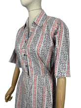 Load image into Gallery viewer, Original 1950’s Volup White, Grey and Pink Stripe Cotton Day Dress - Bust 44
