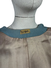 Load image into Gallery viewer, Original 1940&#39;s Wool Jacket in Soft Blue with Studded Cuffs and Pockets - Bust 36 38
