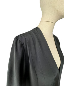 Original Volup 1950’s Does 1930's Edge to Edge Black Crepe Coat by Roy Barra - Bust 42