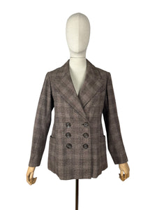 Original 1930’s Henry Page of Aylsham Ltd Brown Check Wool Double Breasted Jacket - Bust 36 38