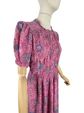 Load image into Gallery viewer, Original Late 1930's or Early 1940's Pretty Pink Cold Rayon Floral Day Dress - Bust 34 36 *
