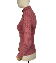 Load image into Gallery viewer, Reproduction 1930&#39;s Cable Knit Cardigan with Long Sleeves in Old Pink - Bust 35
