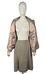 Original 1940's Green and Burgundy Check Wool Suit by Dorchester - Bust 38 40