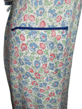 Load image into Gallery viewer, Original 1940's Floral Wraparound Apron in White, Red, Blue and Green - Pretty Pinny - Bust 32 34 36

