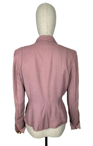 Original 1940's Pretty Pink Lightweight Wool Single Breasted Jacket - Bust 36 38