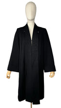 Load image into Gallery viewer, Original 1940&#39;s Black Worsted Wool Edge to Edge Coat by Jaypee - Bust 38 40 *
