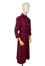 Load image into Gallery viewer, Original 1940&#39;s 1950&#39;s Brittany Club Sports Clothes by Marinette Three Piece Knit Set in Cranberry Red and French Navy Boucle Wool - Bust 36 38
