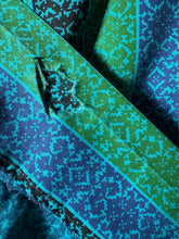 Load image into Gallery viewer, Original 1950's Teena Paige Black, Blue and Green Stripe Cotton Day Dress with Velvet Bow Trim - Bust 34 *
