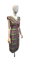 Load image into Gallery viewer, Original 1950's Cotton Wiggle Dress with Accent Bow Trim - Bust 38
