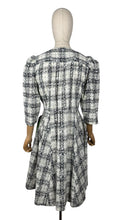 Load image into Gallery viewer, Reproduction Volup 1940's Cotton Day Dress in Black and White Check with Green Buttons and trim - Bust 40 42
