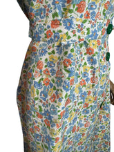 Load image into Gallery viewer, Original 1940's CC41 Floral Cotton House Dress in Green, Blue, Orange and Yellow - Bust 40”
