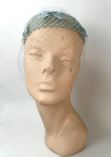 Load image into Gallery viewer, Original 1950's Baby Blue Hat with Face Net and Bow Trim
