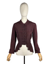 Load image into Gallery viewer, Wounded But Wearable Original 1940's Dark Brown Double Breasted Jacket with Scalloped Edge
