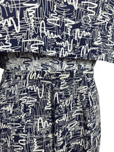 Load image into Gallery viewer, Original 1940's Volup Dress and Jacket Set in White and Navy Blue with Original Belt - Bust 44 46
