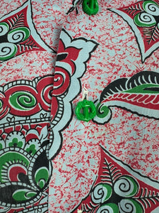 Original 1940's Vibrant Rayon 'SPORTSWEAR' Blouse in Pink, Red, Green and White - Bust 32 34