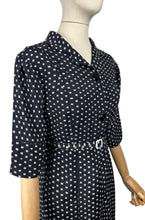 Load image into Gallery viewer, Original 1940's Black and White Petite Length Belted Day Dress - Bust 38 *
