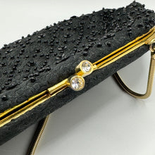 Load image into Gallery viewer, Vintage Black Beaded and Sequined Evening Bag With Snake Chain Handle and Kissing Clasp
