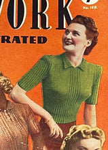 Load image into Gallery viewer, Reproduction 1940&#39;s Wartime Pure Wool Jumper with Neat Collar in Turtle Green  - Bust 34 36
