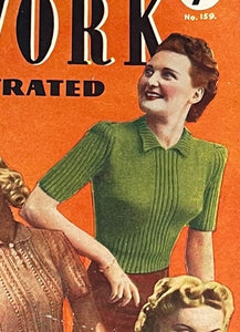 Reproduction 1940's Wartime Pure Wool Jumper with Neat Collar in Turtle Green  - Bust 34 36