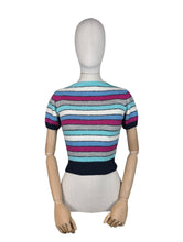 Load image into Gallery viewer, Reproduction 1940&#39;s Hand Knitted Striped Jumper in Pink, Blue and White - Bust 32 34

