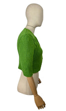 Load image into Gallery viewer, 1940&#39;s Reproduction Hand Knitted Bolero in Leaf Green Acrylic - Bust 36 38 40 42
