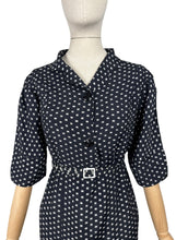Load image into Gallery viewer, Original 1940's Black and White Petite Length Belted Day Dress - Bust 38 *
