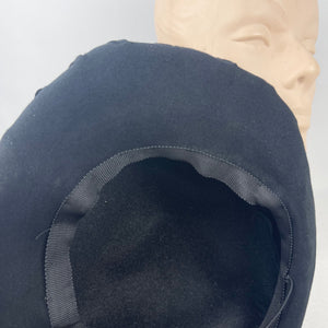 Original 1940’s Black Felt High Hat with Bow Trim