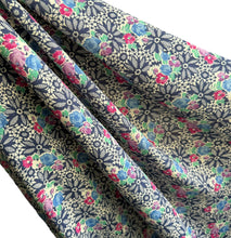 Load image into Gallery viewer, Original 1940&#39;s Floral Crepe White, Blue, Pink and Green Dressmaking Fabric - 34&quot; x 100&quot;
