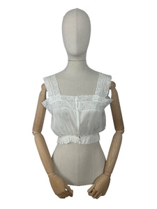 Antique Edwardian Pure Silk Camisole with Lace Detail - Bust 32 34 *