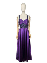Load image into Gallery viewer, Original 1950&#39;s Purple Satin Evening Dress with Beautiful Sequin Detail - Bust 40 *
