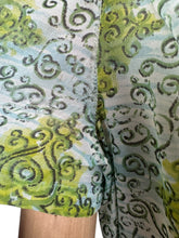Load image into Gallery viewer, Original 1950&#39;s White, Blue, Green and Black Nylon Belted Day Dress - Bust 38 *
