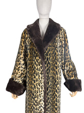Load image into Gallery viewer, Original 1950's Leopard Print Faux Fur Coat with Contrast Collar and Cuffs - Bust 40 42
