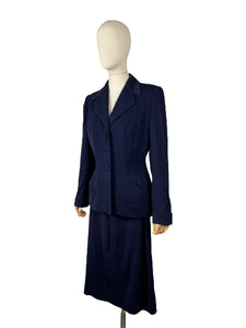 Original 1940's Navy Medium Weight Wool Suit by FORSTMANN - Bust 38 *