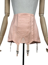 Load image into Gallery viewer, Original 1940&#39;s 1950&#39;s Vintage French Made Peach Damask Boned Corset - Waist 34 *
