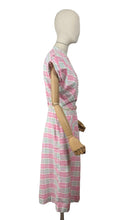 Load image into Gallery viewer, Original 1950's Penney's of Brentwood White, Pink, Blue and Green Plaid Belted Cotton Day Dress - Bust 38
