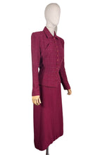 Load image into Gallery viewer, Original 1940's Salta New York Burgundy Boucle Wool Suit in Burgundy, Black and White Check - Bust 40
