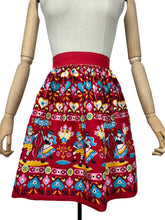 Load image into Gallery viewer, Original 1960&#39;s Bright Floral Tyrolean Print Red, Pink, Yellow, Blue and White Cotton Pinny - Waist 26 *
