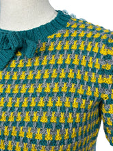 Load image into Gallery viewer, Reproduction 1940&#39;s Waffle Stripe Jumper in Teal, Mustard and Graphite Grey Knitted from a Wartime Pattern - Bust 36 38 40
