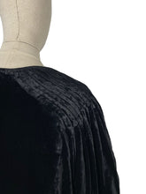 Load image into Gallery viewer, Original 1930’s Black Velvet Opera Coat by Peter Jones J Lewis with Incredible Pleated Shoulders and Balloon Sleeves - Bust 38 40 *
