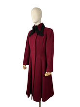 Load image into Gallery viewer, Exceptional Original 1930&#39;s 1940&#39;s Burgundy Wool Princess Coat with Astrakhan Collar - Bust 38
