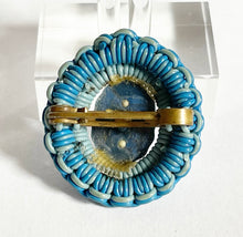 Load image into Gallery viewer, Original 1940&#39;s Make Do and Mend &quot;Telephone Wire&quot; Cameo Brooch in Blue and White
