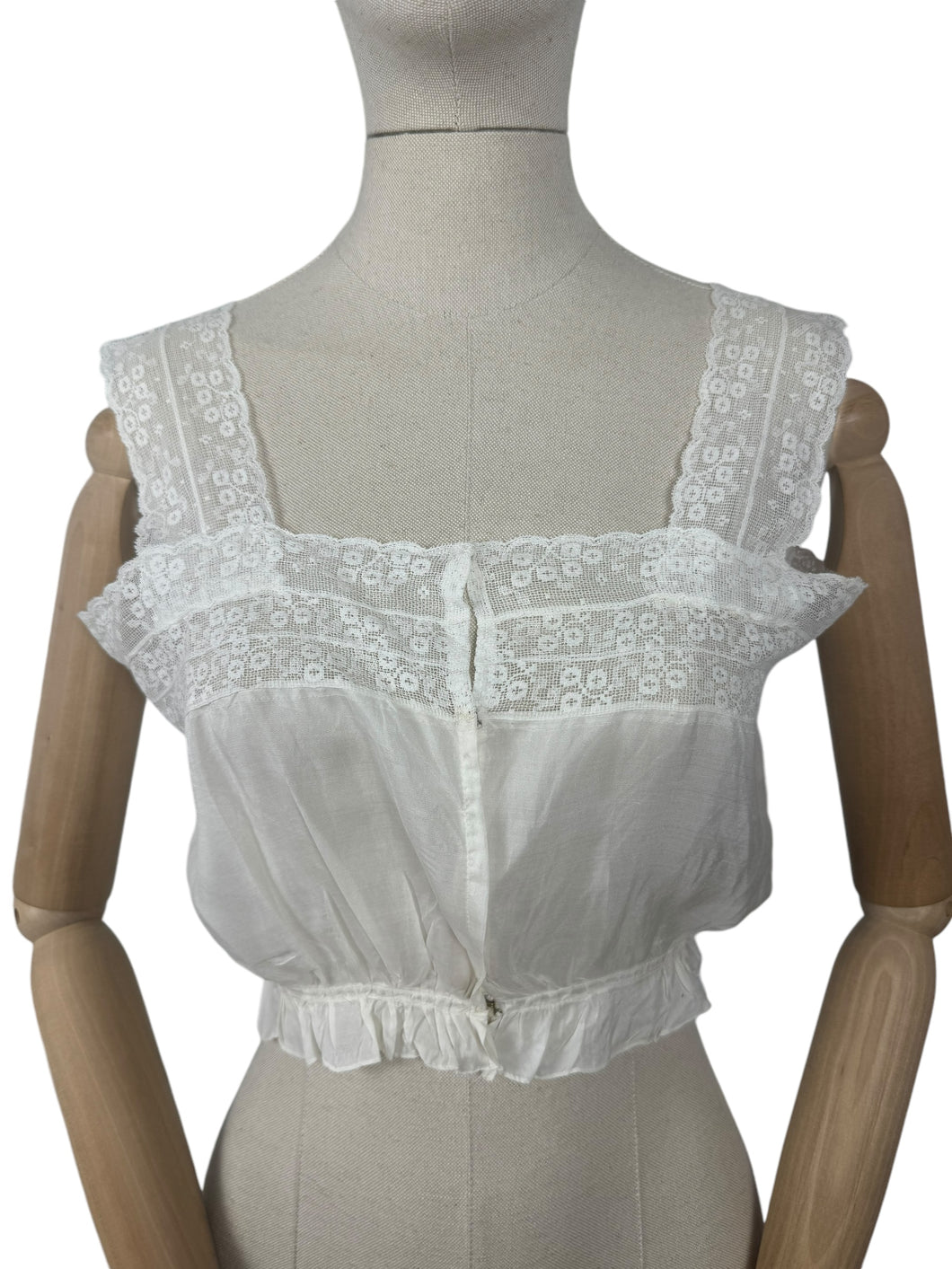 Antique Edwardian Pure Silk Camisole with Lace Detail - Bust 32 34 *