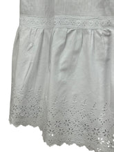 Load image into Gallery viewer, Antique Edwardian Short White Cotton Petticoat with Tie Waist and Lace Trim - Waist 27&quot;
