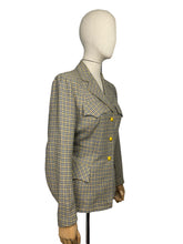 Load image into Gallery viewer, RESERVED FOR KELLY - DO NOT BUY Original 1940&#39;s Grey and Yellow Check Jacket with Fabulous Pocket Detail by Brenner Sports - Bust 38
