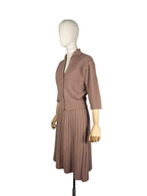 Load image into Gallery viewer, Original 1950's Warm Brown Pure Wool Skirt and Cardigan Knit Set by Kimberly - Bust 36 38 *
