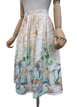 Load image into Gallery viewer, Vintage St Michael Cotton Border Print Skirt with a Cottage - Waist 26
