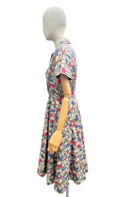 Load image into Gallery viewer, Original 1950’s Crisp Cotton Day Dress in Grey, Blue, Pink and Green - Bust
