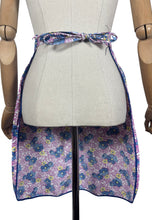 Load image into Gallery viewer, Original 1940's Feed Sack Apron - White Ground with Pink Leaves and Flowers in Blue and Yellow
